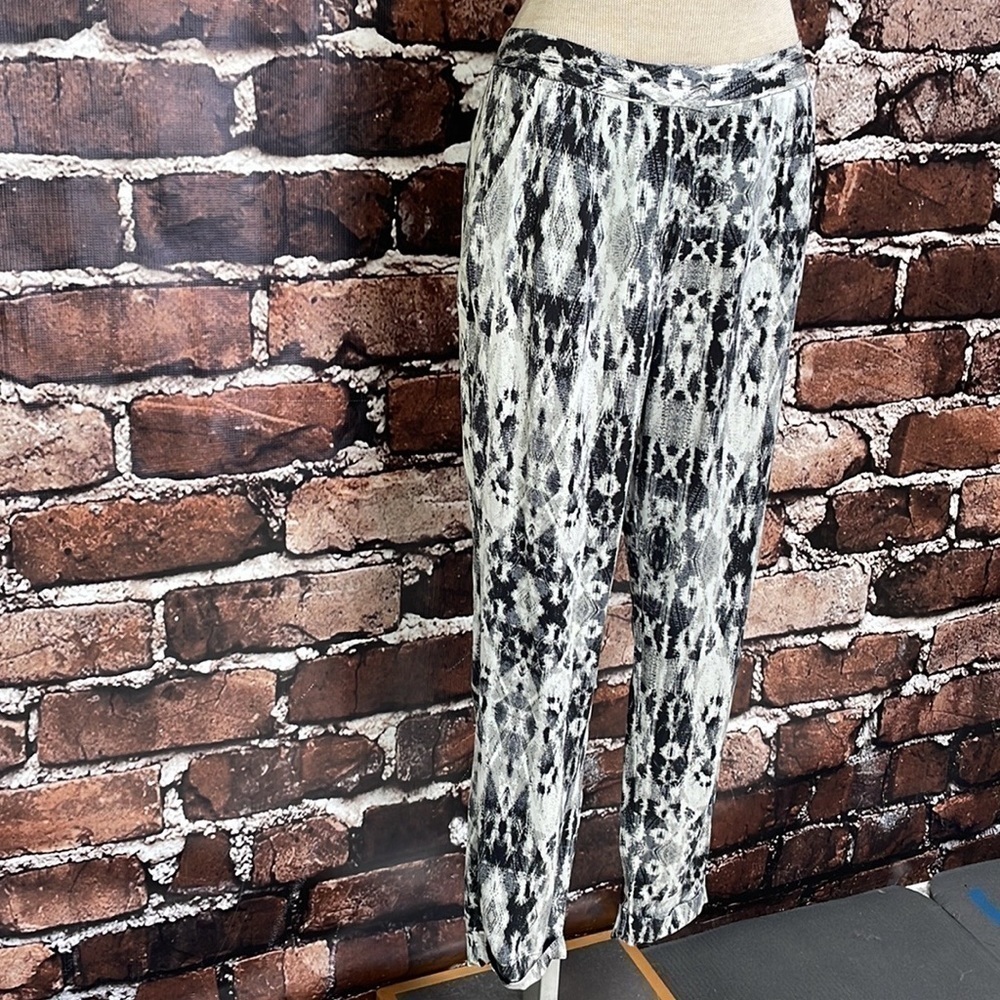 Paige Pants Silver Black Printed Silky Satin Pockets Size Small - Picture 14 of 14